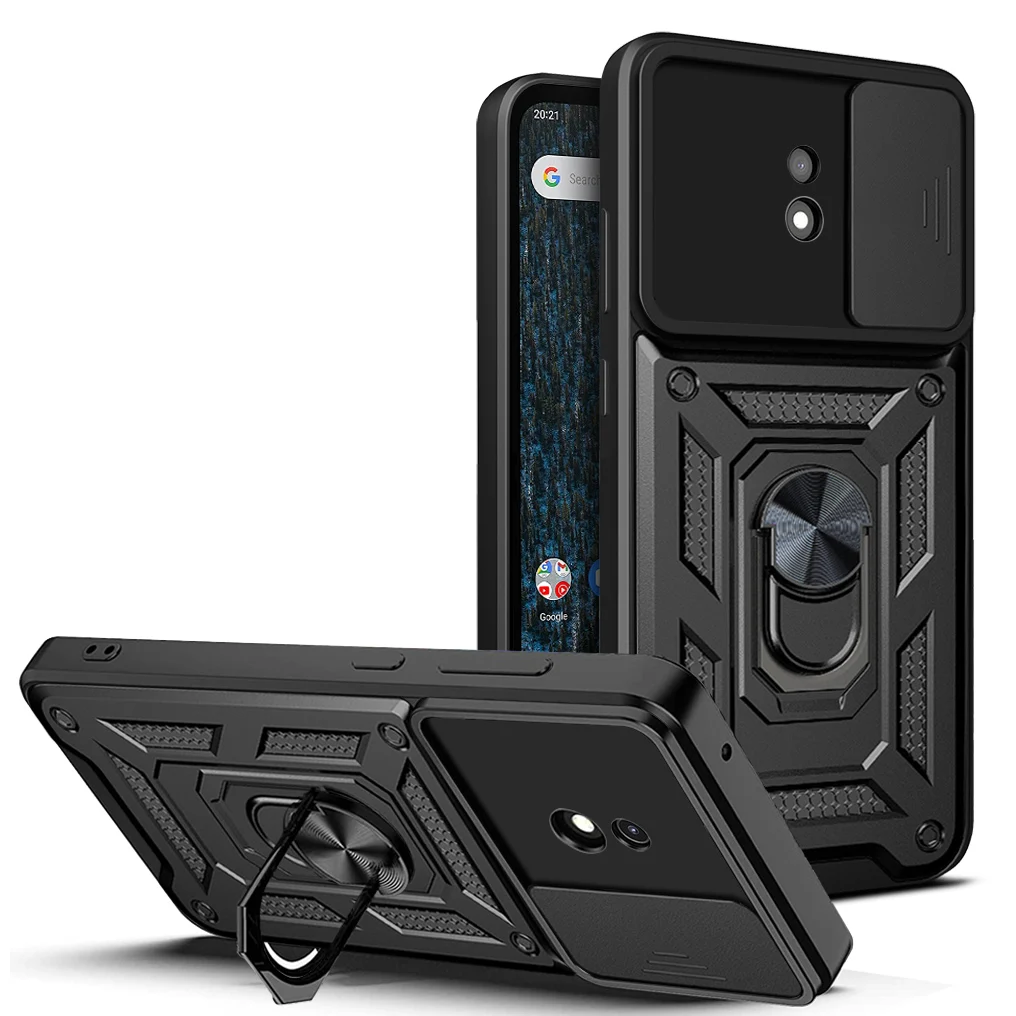 Metal Ring Slide Camera Protection Armor Magnetic Back Cover Case for Nokia C1 Plus