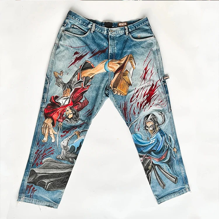 DiZNEW Custom Wholesale Denim Patch Digital Loose All Over Pants Fashion Designer Print Jeans supplier