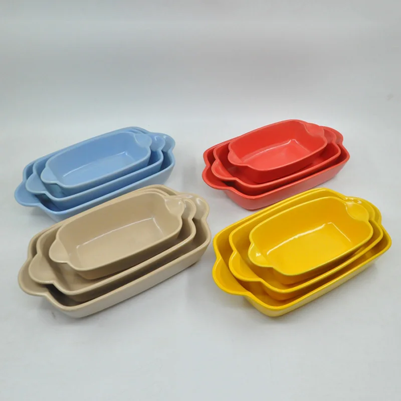 Sample Available Eco Friendly Feature and Oven Dish Plates Dinnerware Baking Tray Oven Bakeware Set Type Stoneware Ceramic Baking Tray