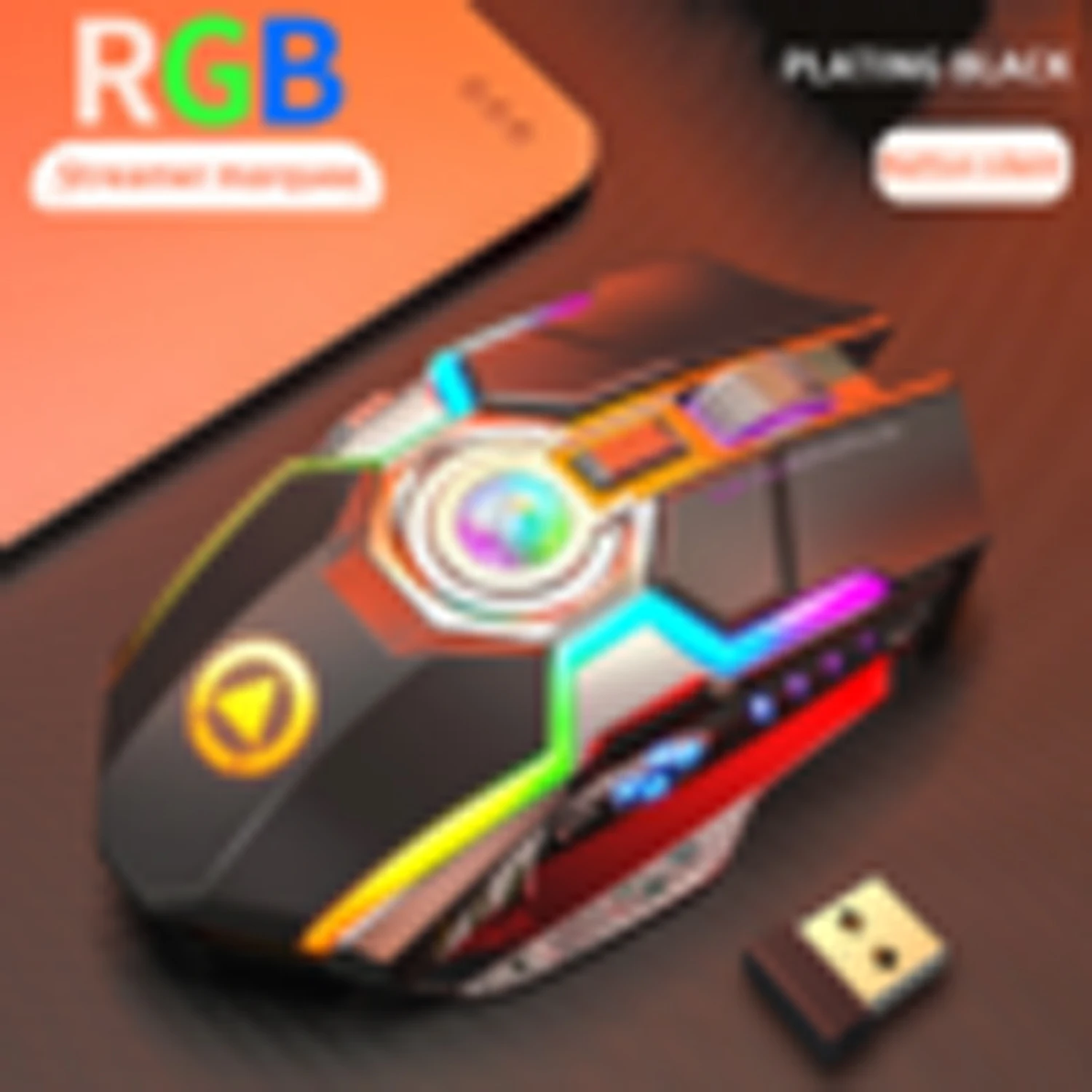 Mouse de jogo recarregável ergonômico GAZ-M03, mouse gamer silencioso e ergonômico com 7 teclas rgb, retroiluminado, 1600 dpi,...