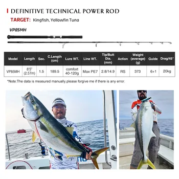 NOEBY Ultimate High-power All Round Kingfish Edition Rods VP85MH Max Drag 20KGS Fuji Fishing Rod for Stickbaiting – Pencil – view 3