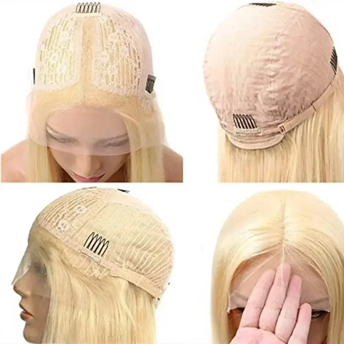 613 Honigblond Kurze Bob-Perücke Echthaar-Perücken für Frauen Brasilianisches Remy-Haar Gerade T-Teil Lace Frontal-Perücke 180 Dichte_voghion.com