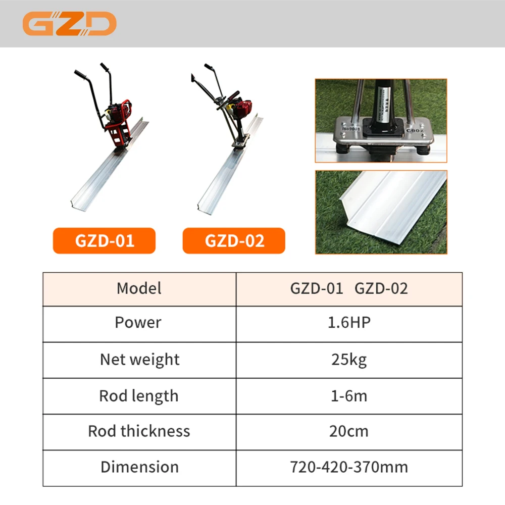 Vibration Rule Gasoline Concrete Vibrating Ruler Finishing Screeding Concrete Floor Screed Paver Machinery