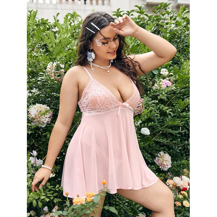 Deep Love OEM&ODM 2022 Custom Designer Luxury Pink Sexy Lingeries Plus Size Women's Underwear Dresses Sleepwear