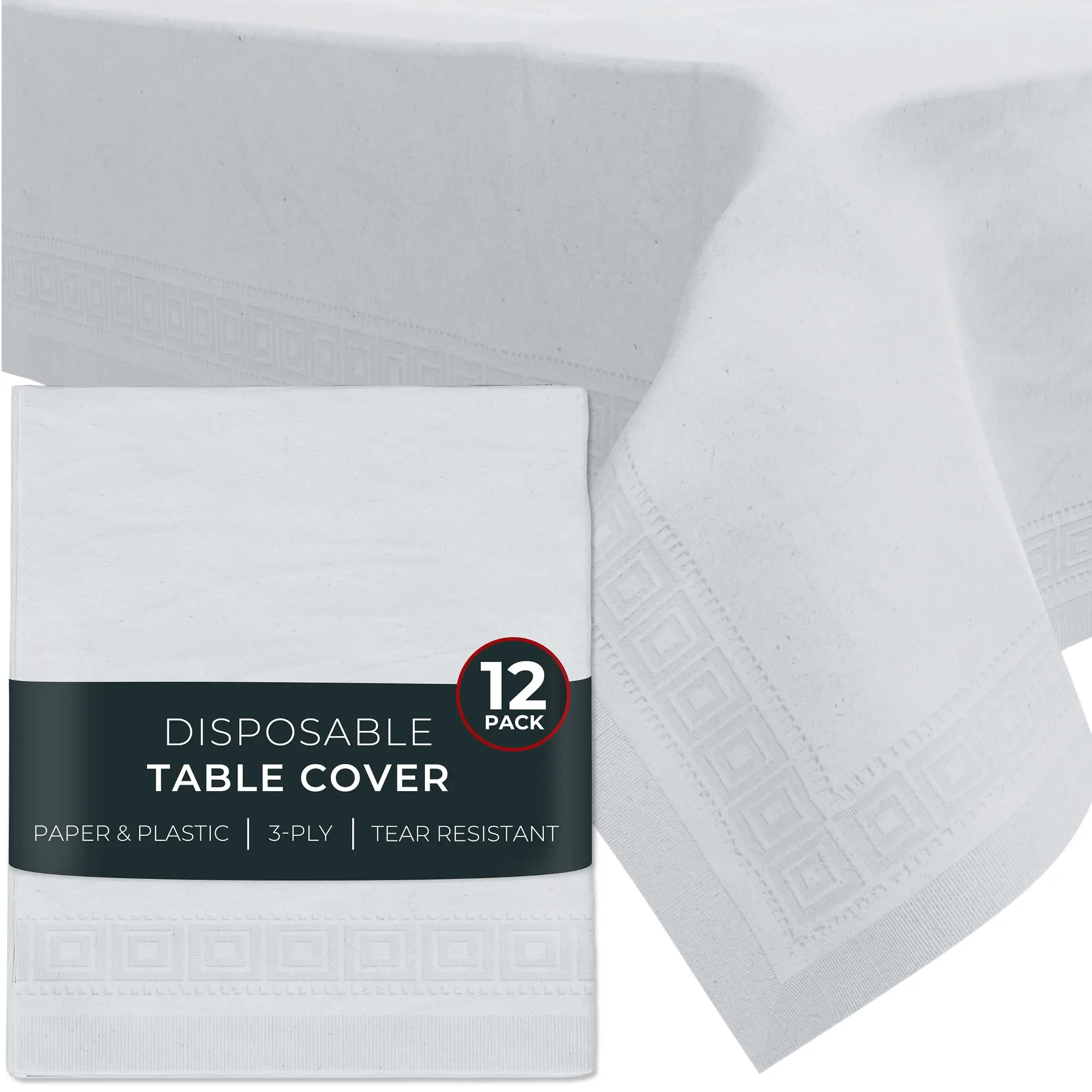 Wholesale Waterproof Rectangular 3Ply Tissue Poly Disposable Paper Plastic Tablecloths for Rectangle Tables Wedding Parties