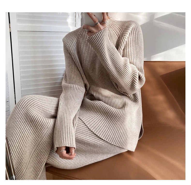 Loose Knit Sweater Set For Autumn Winter