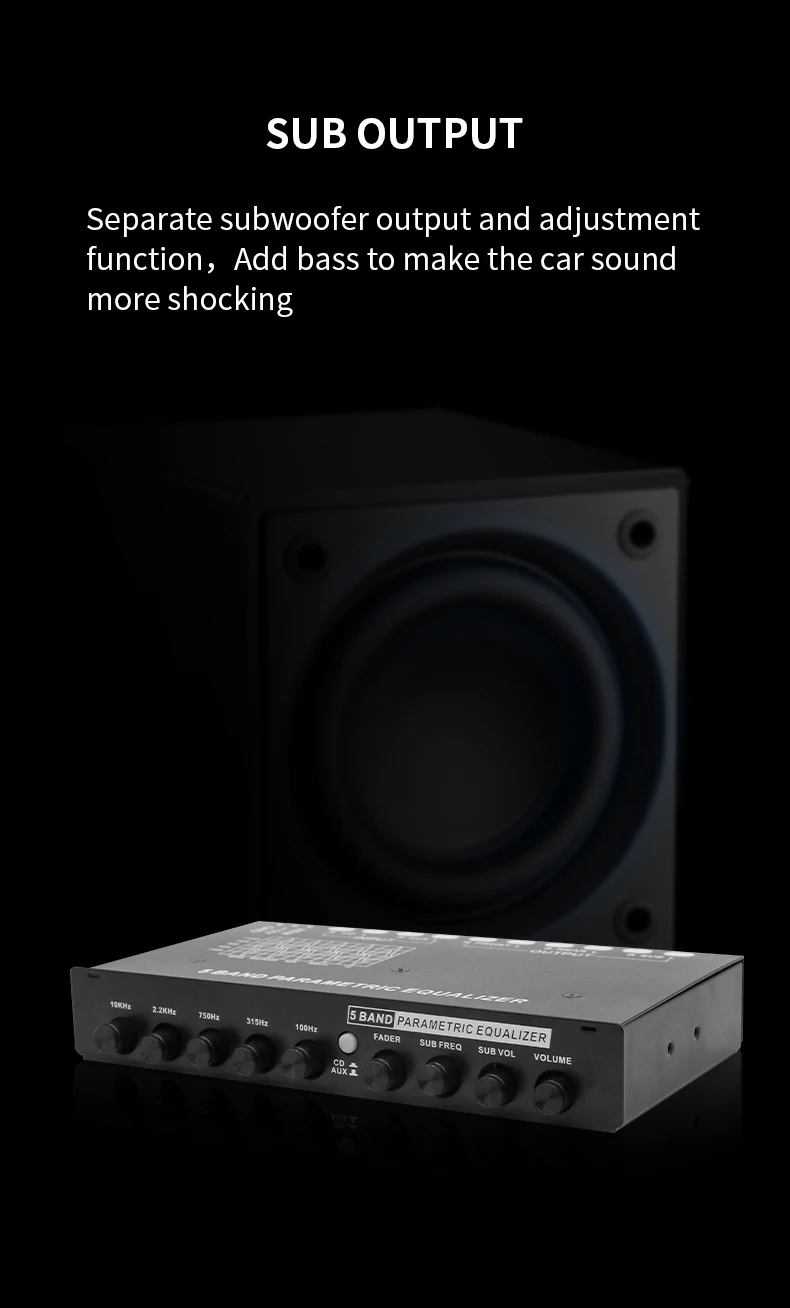 Car Equalizer Eq5 Segment Equalizer Car Audio Eq Tuning Crossover