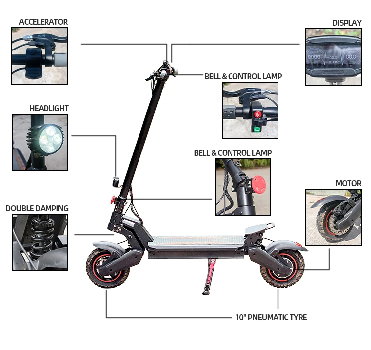 Wholesale 1000w 2 Wheels Electric Scooter For Adults 60v 20ah Dual