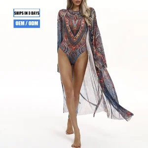 2026 New Design Women's Beachwear Swimsuit Cover-up and Long Maxi Dress Russian Summer Sun Protection Mesh Casual Cover-up