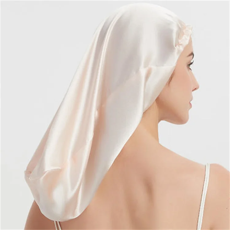 Factory Custom  100%  Silk Bonnet Hair Cover Jumbo Silk Bonnet Tie Satin Silk Bonnet