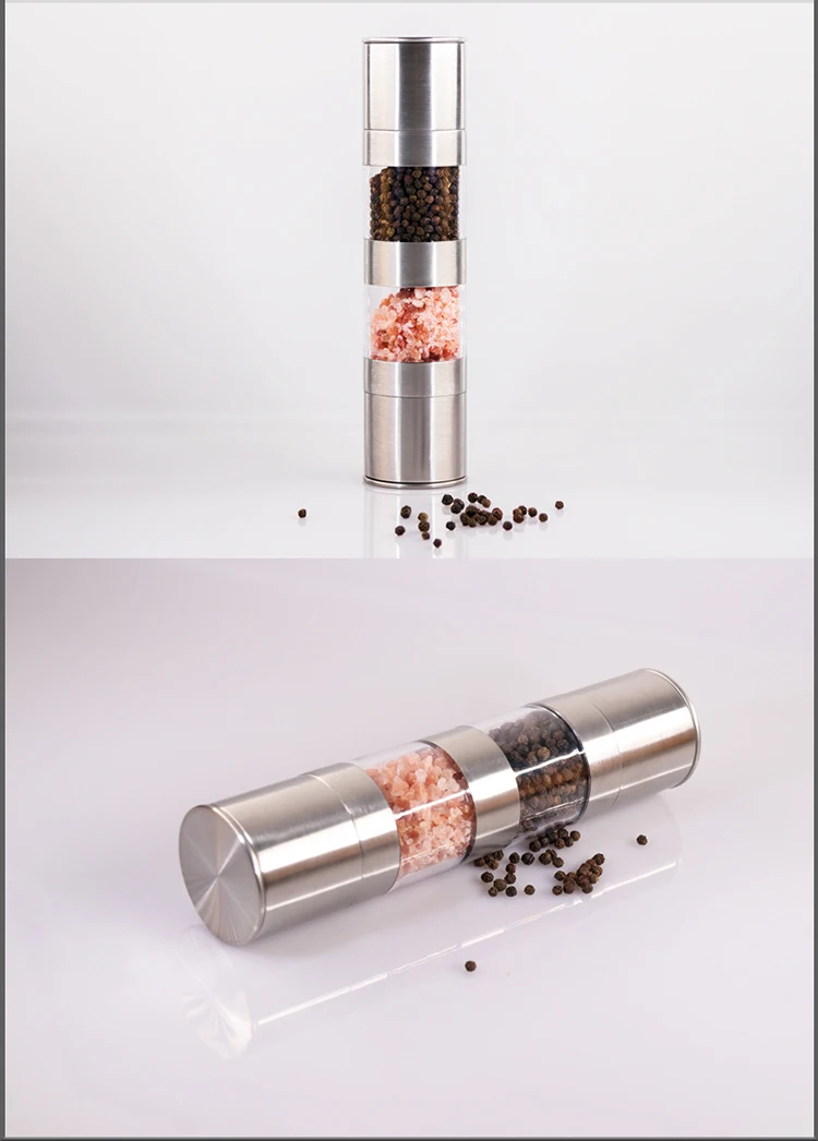 2-in-1 Stainless Steel Salt and Pepper Mill Set Bottle-Shaped Pepper Mill of 2