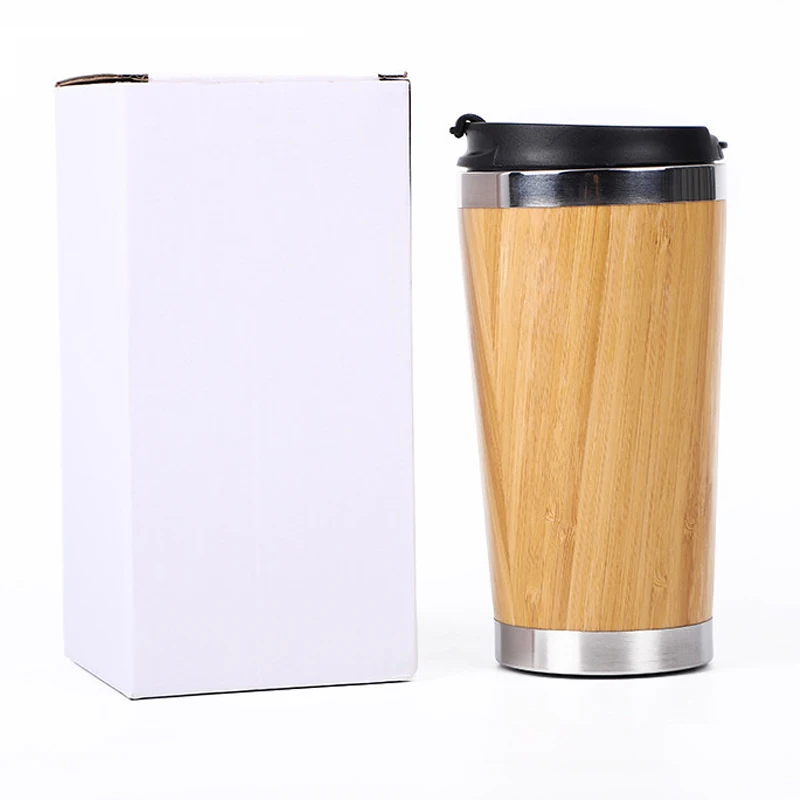 Travel Coffee Keep Warm - Bamboo Skin Vacuum Insulated Thermos Cup with Lid