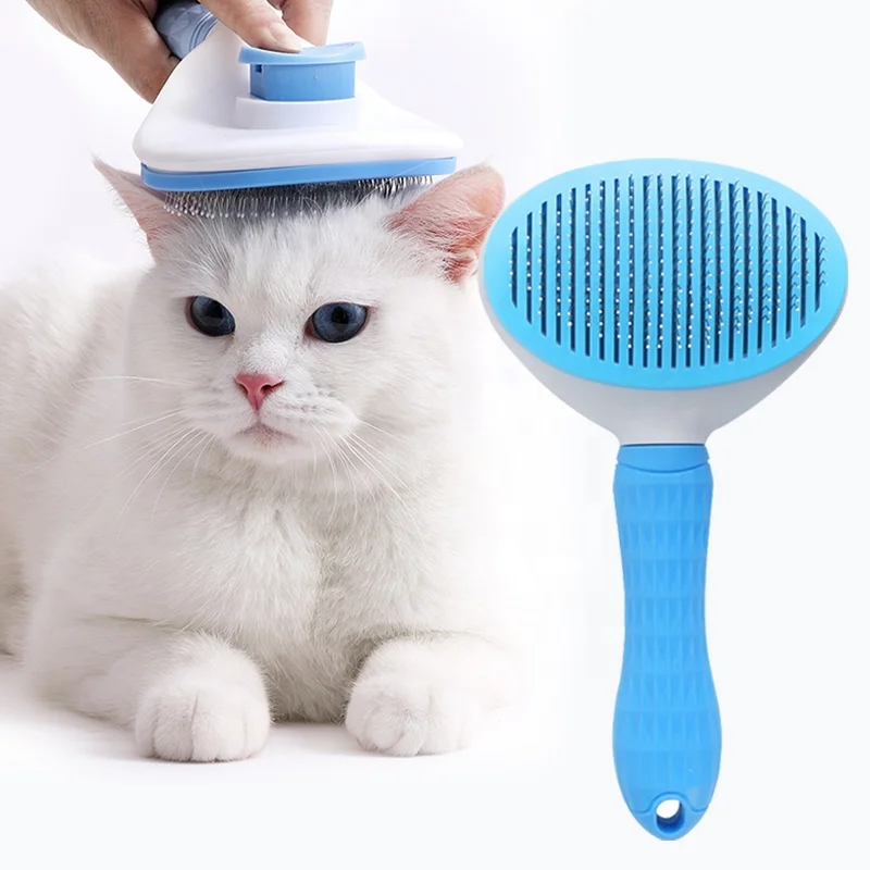 Wholesale Self-Cleaning Deshedding Grooming Tool Comb for Cats TPR & ABS Small Style Slicker Brush Sustainable Pet Hair Remover