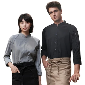 Custom Unisex Chef Jacket Set Polyester/Cotton Canvas Fabric Digital Printing Restaurant & Bar Uniform In-Stock