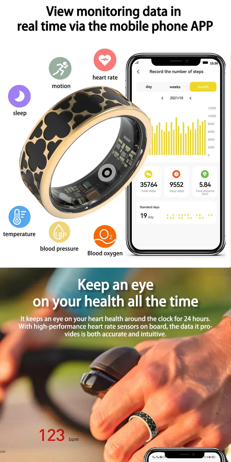 R26 Smart Rings Heart Rate Temperature Detection Pressure Monitoring 50M Waterproof Sport Smart Health Ring 2026