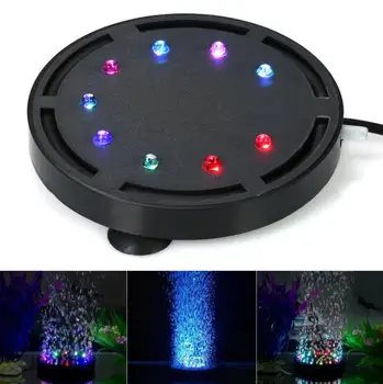 Plant Fish Tank Bubbler 12 LEDs WRGB Light IP68 Waterproof Decoration Accessories Aquarium Bubbles Stone with LED