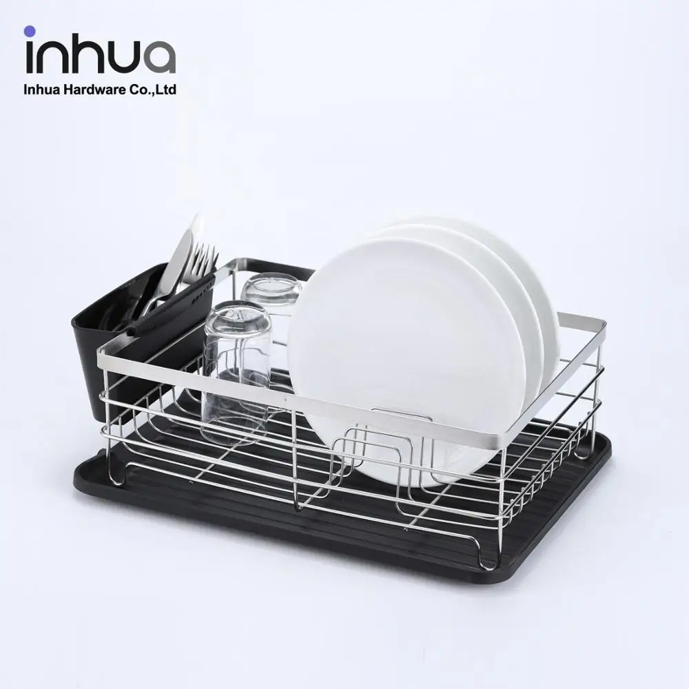 Factory direct modern simple single layer stainless steel drainer rack kitchen drying bowl rack with