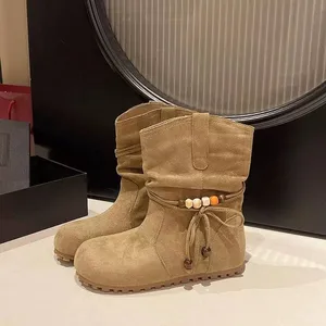 Women's Mid-Calf Riding Boots Autumn and Winter Midi Wedge Shoes for Women