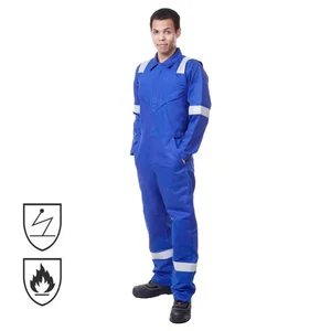CE Certificate One Piece Coverall FR Antistatic Oil Refinery Worker Oil Field Cover All Flame Resistant Fire Retardant Work Wear