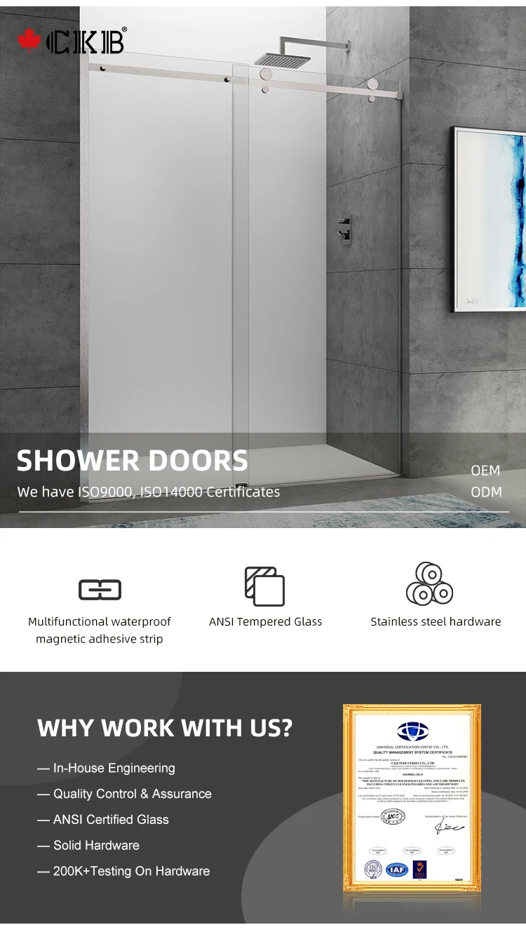 Ckb Brushed Tempered Glass Nickel Chrome Matt Black Sliding Stainless