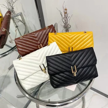 women OEM fashion black custom Embroider small pu leather womens crossbody bags Rhombus lock flap square crossbody bag