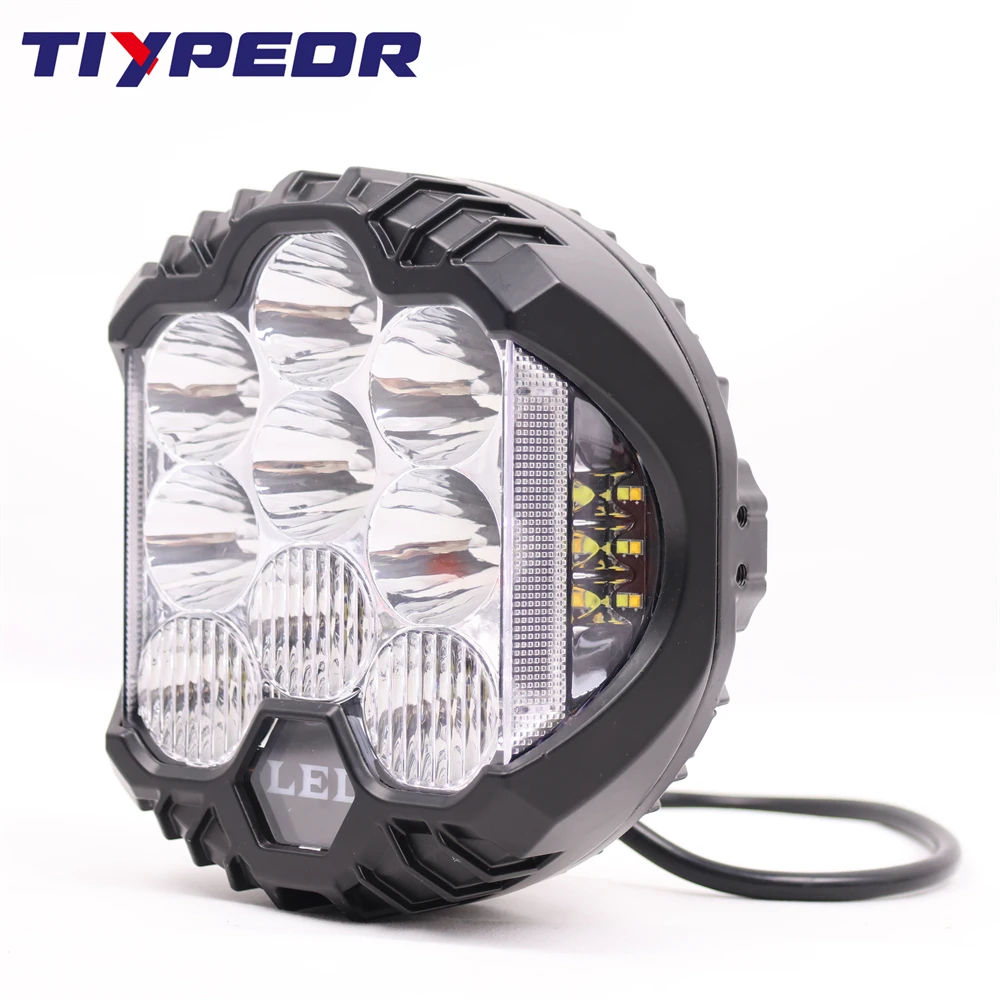 TIYPEOR Front Bumper 5inch Led Headlights 4x4 Lights Offroad Led Spotlight for jeep wrangler Jk Harley Modified Work Lamp DRL supplier
