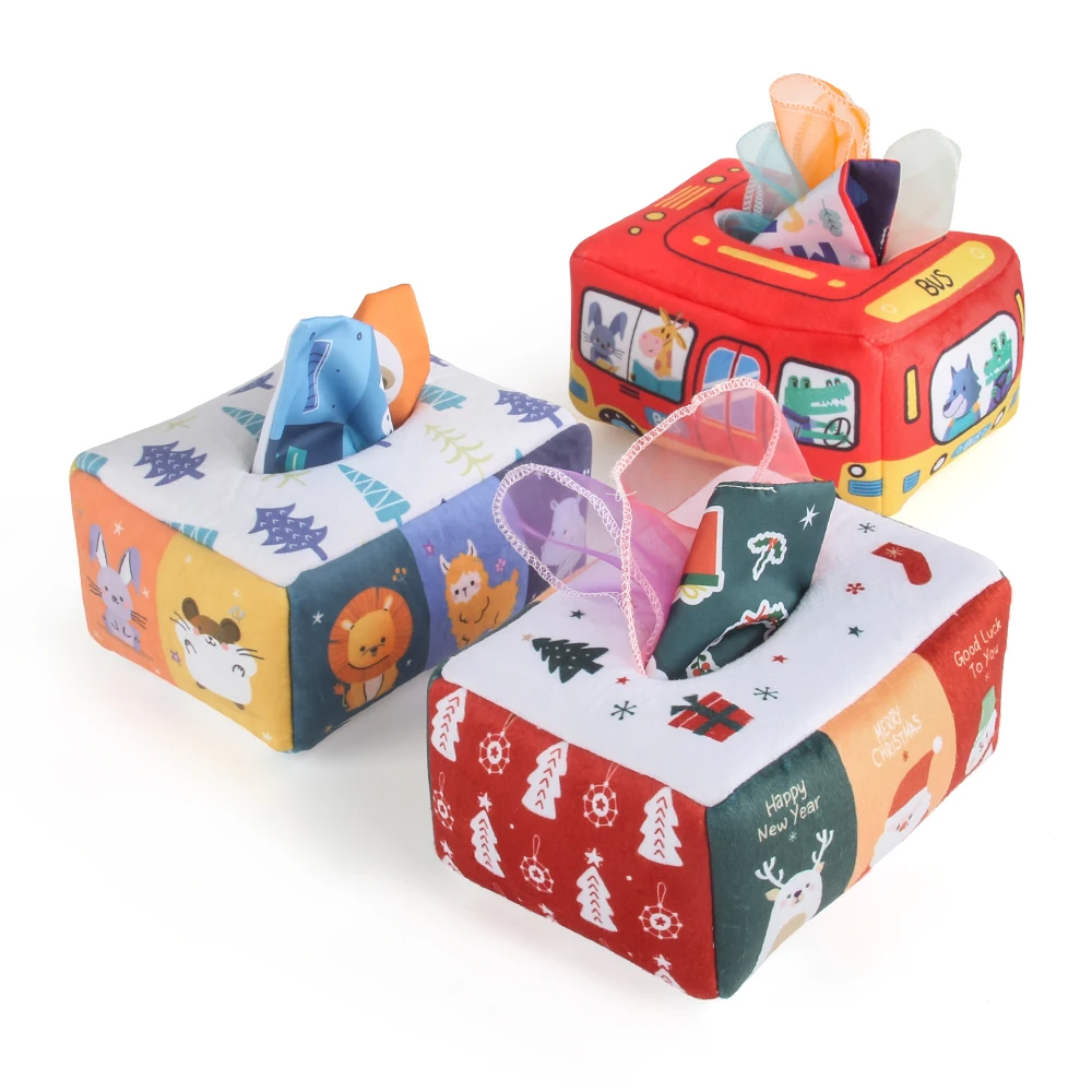 Magic Tissue Box Sensory Busy Pull Along Toddler Baby Tissue Box Toy Sensory Toddles Cloth Books  Toy Busy Box