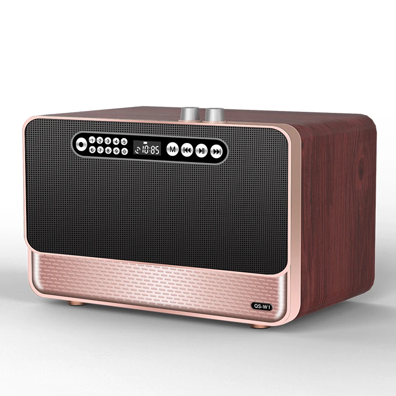 Retro Wooden Speaker Manovo 30W Vintage Portable Wireless Speaker Heavy Bass Music Player Outdoor Speaker for Home Office Party