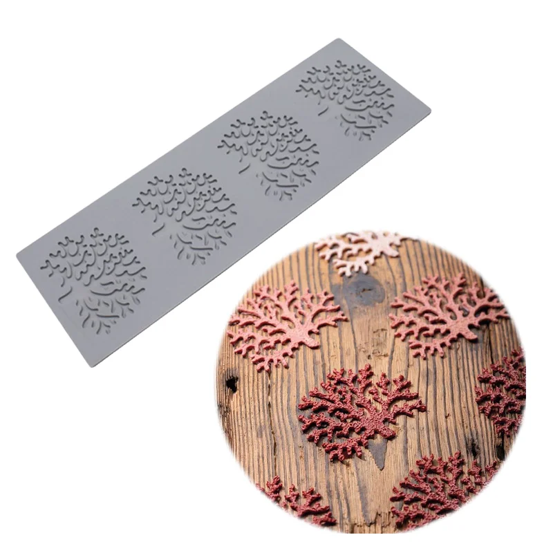 Coral Tree 3D Leaf Silicone Mold for Chocolate & Candy Crafting Cake & Cupcake Decoration with Polymer Clay Cake Tools