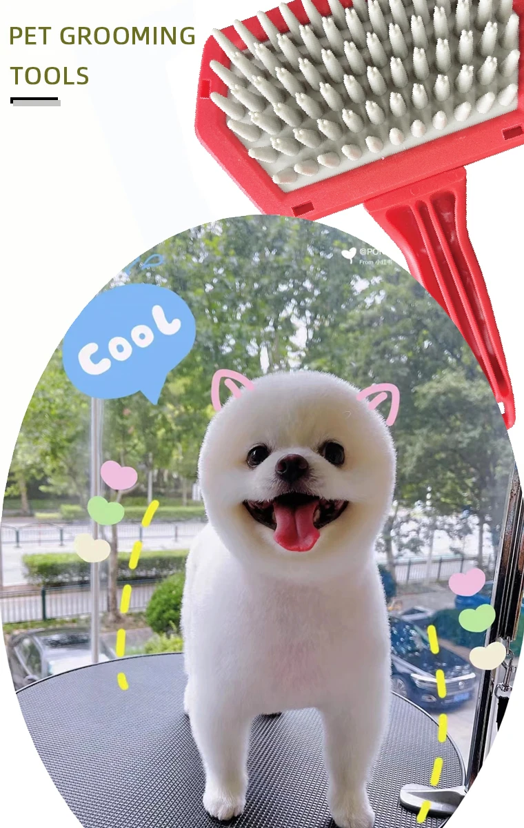 Dog Massage Brush Pet Bath Grooming Tool Hair Cleaning Slicker Soft