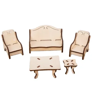 Multi-functional Popular DIY Table Chairs Dollhouse Miniature Furniture Mini Oak Dining Play Original Wood Color Special Offer