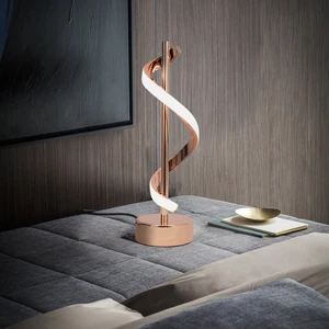 Hot Sale Spiral Bedside LED Table Lamp Indoor Decoration Rose Gold Aluminum for Bedroom