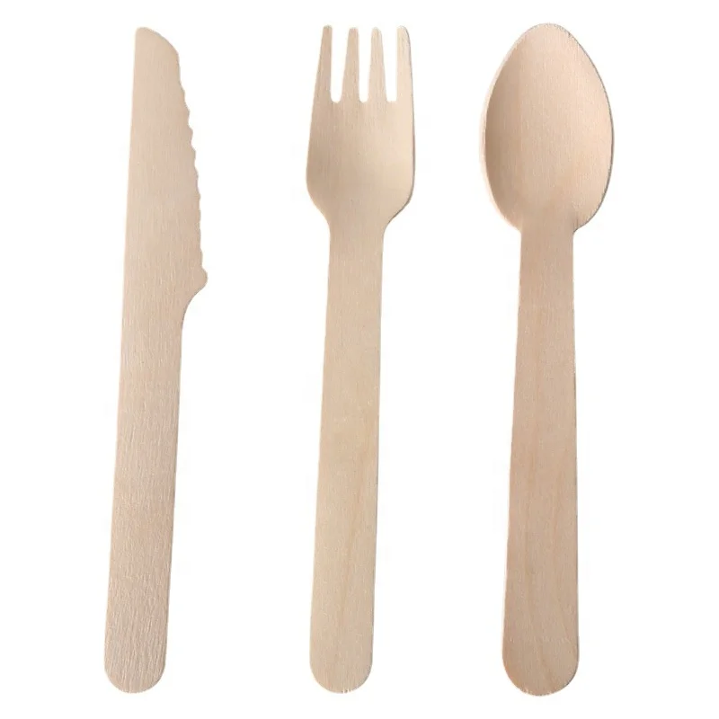 Disposable Spoon wooden knife and fork tableware fruit fork wooden cutlery dessert Cake fork ice cream spoon wholesale