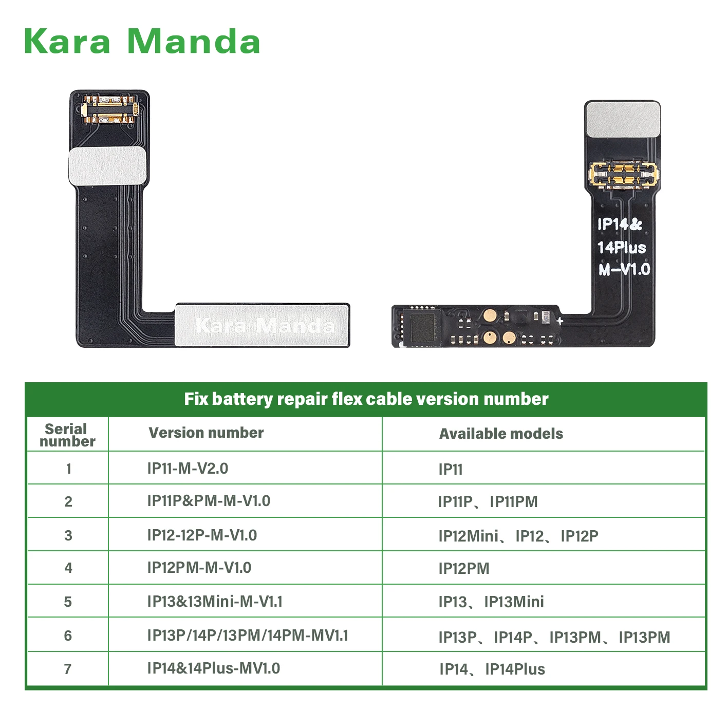 Быстрая доставка запчасти для аккумулятора Kara Manda гибкий кабель ремонта iPhone 11 12 13 Pro Max Mini