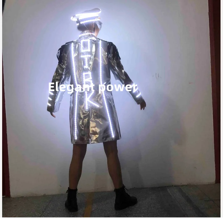 LED Robot Suit with Blue Light  Uniform for Nightclub Bar KTV Shows and Parties Futuristic Party Clothing