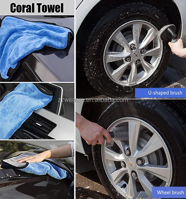 10Pcs Car Detailing Wash Mitt Sponge Towels Interior Car Care Auto Clean Tools Set Car Washing Kits