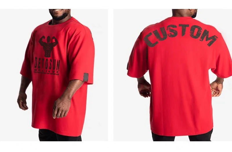 Heavy Weight Cotton Custom Logo Drop Shoulder Tshirts Men's Gym