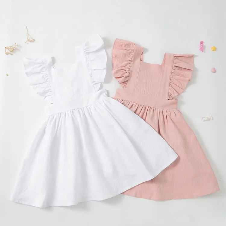 Girls' Sweet Skirt Short Sleeve Summer New Children's Solid Princess ...