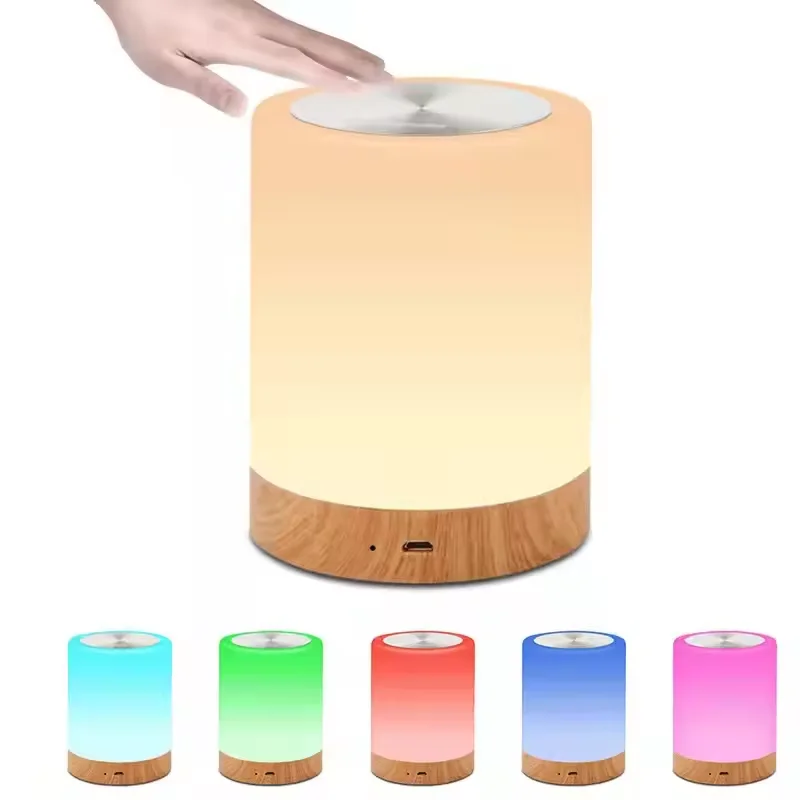 product touch remote control led rgb table lamp rechargeable night light for bedside camping with hook-43