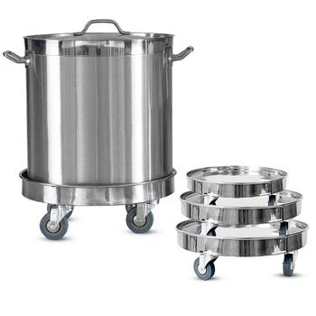 DaoSheng Stainless Steel Round Moving Cart Trolly Dolly for Stock Pot