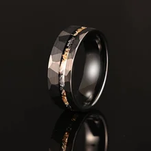 Factory Price Luxury Jewelry Tungsten Men Women Rings Hammered Gold Leaf Meteorite Tungsten Ring Wedding Ring Fashion Jewelry