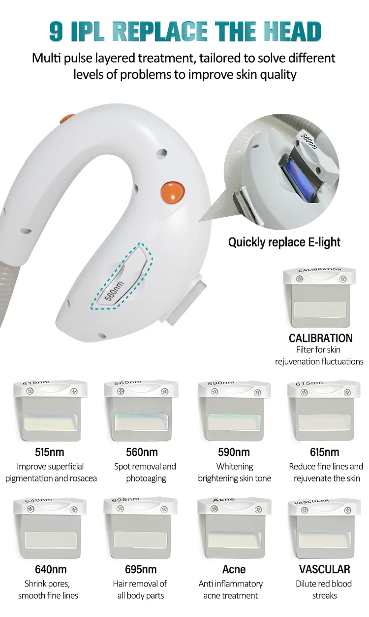 Portable 2 in 1 Q-SWITCH Tattoo Removal Carbon Peeling Skin Whitening Machine/ Fast IPL Hair Removal Machine