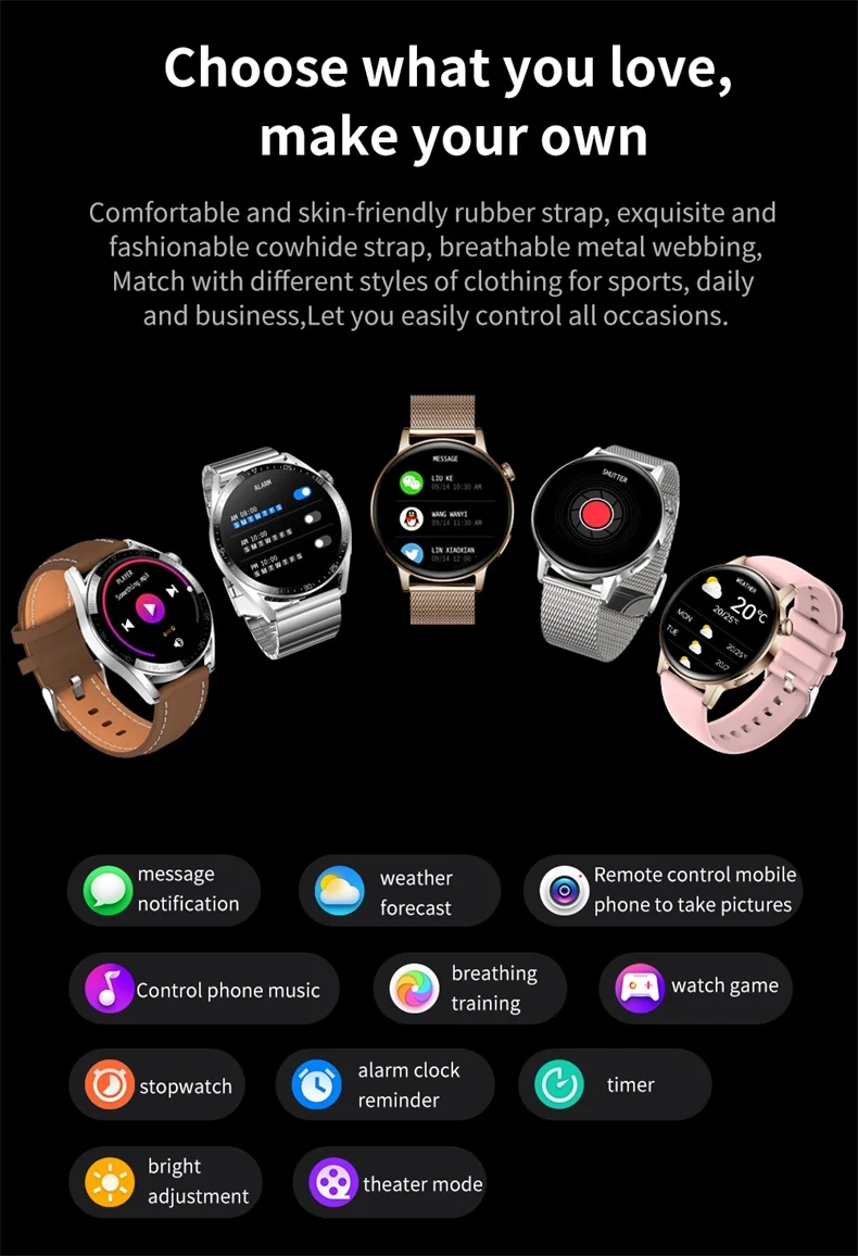 New Ladies Smart Watch AK03 with 1.36inch HD Screen 390*390 BT Call IP67 Waterproof 2022 Smartwatch (16).jpg