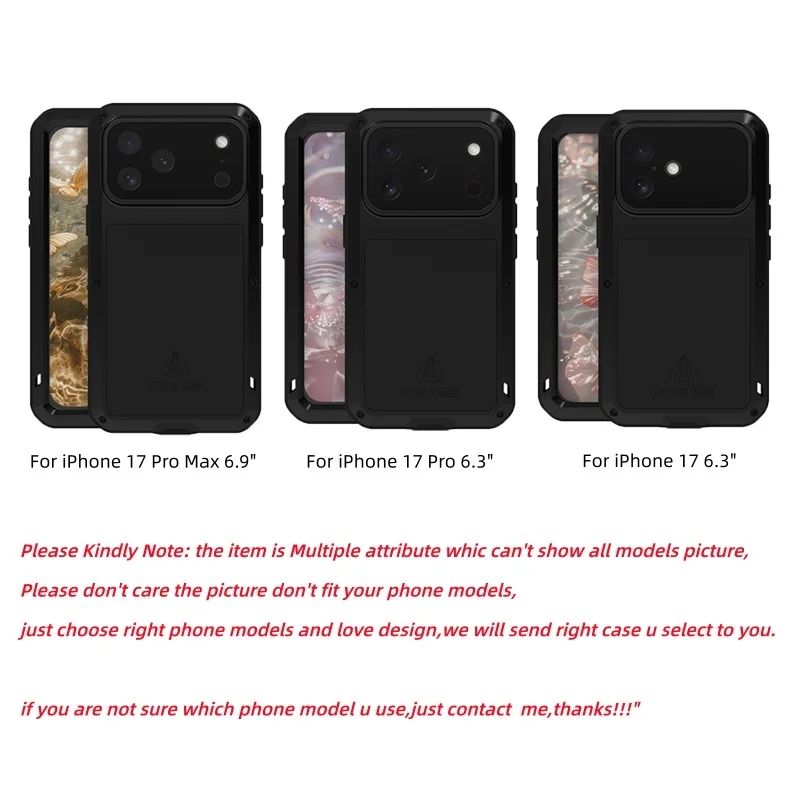 LOVE MEI Metal Case for Iphone 16, 15, 14, 13, 12 Pro Max LOVE MEI Metal Case for Iphone 16, 15, 14, 13, 12 Pro Max