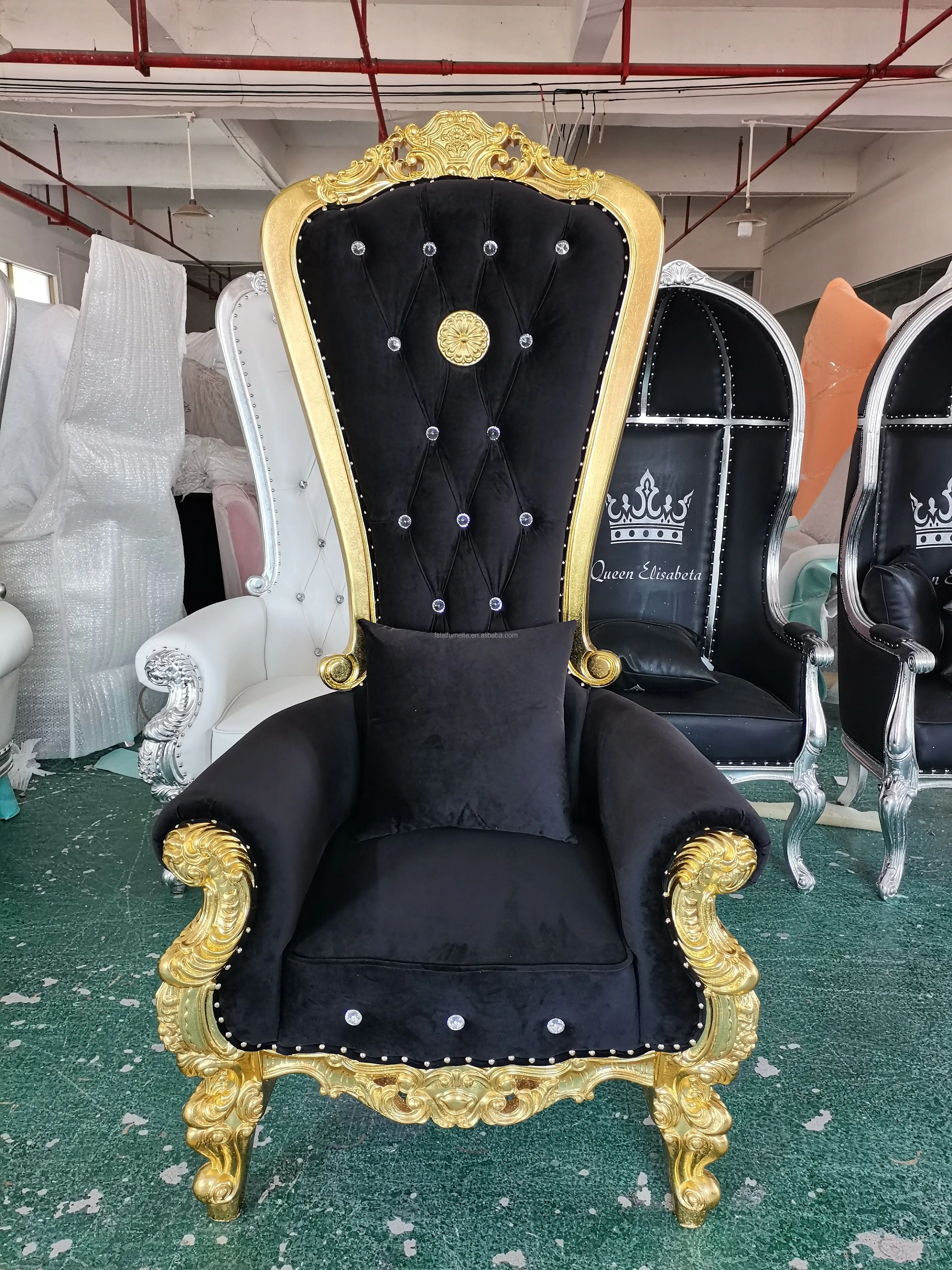 Top Qulaity King & Queen Large Wedding Elegant Throne Chairs King Black  Throne Chair