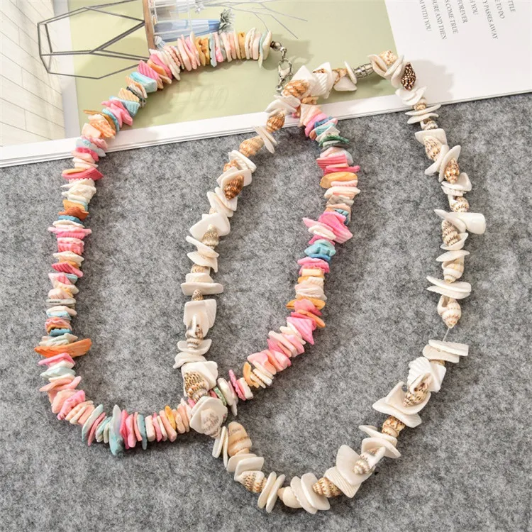 Retro Creative Natural Shell Piece Necklace Womens Jewelry Bohemian Hawaii Beach Choker Necklace By Lmtime