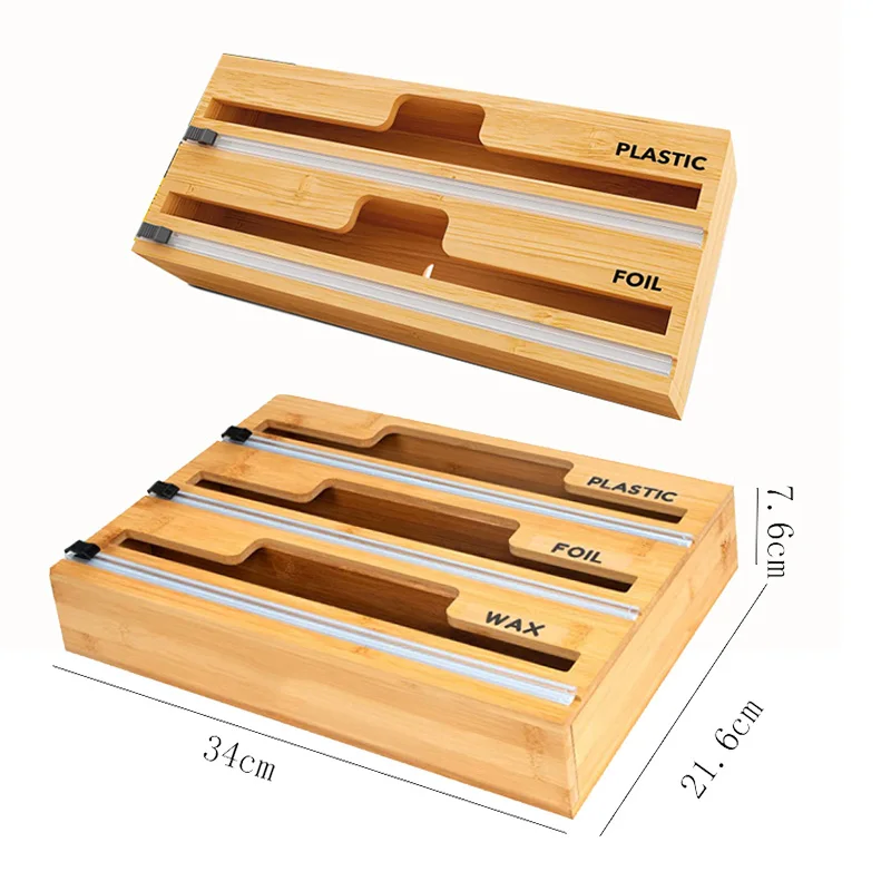 Bamboo Foil Dispenser With Cutter For Drawer,Aluminum Foil Dispenser 3