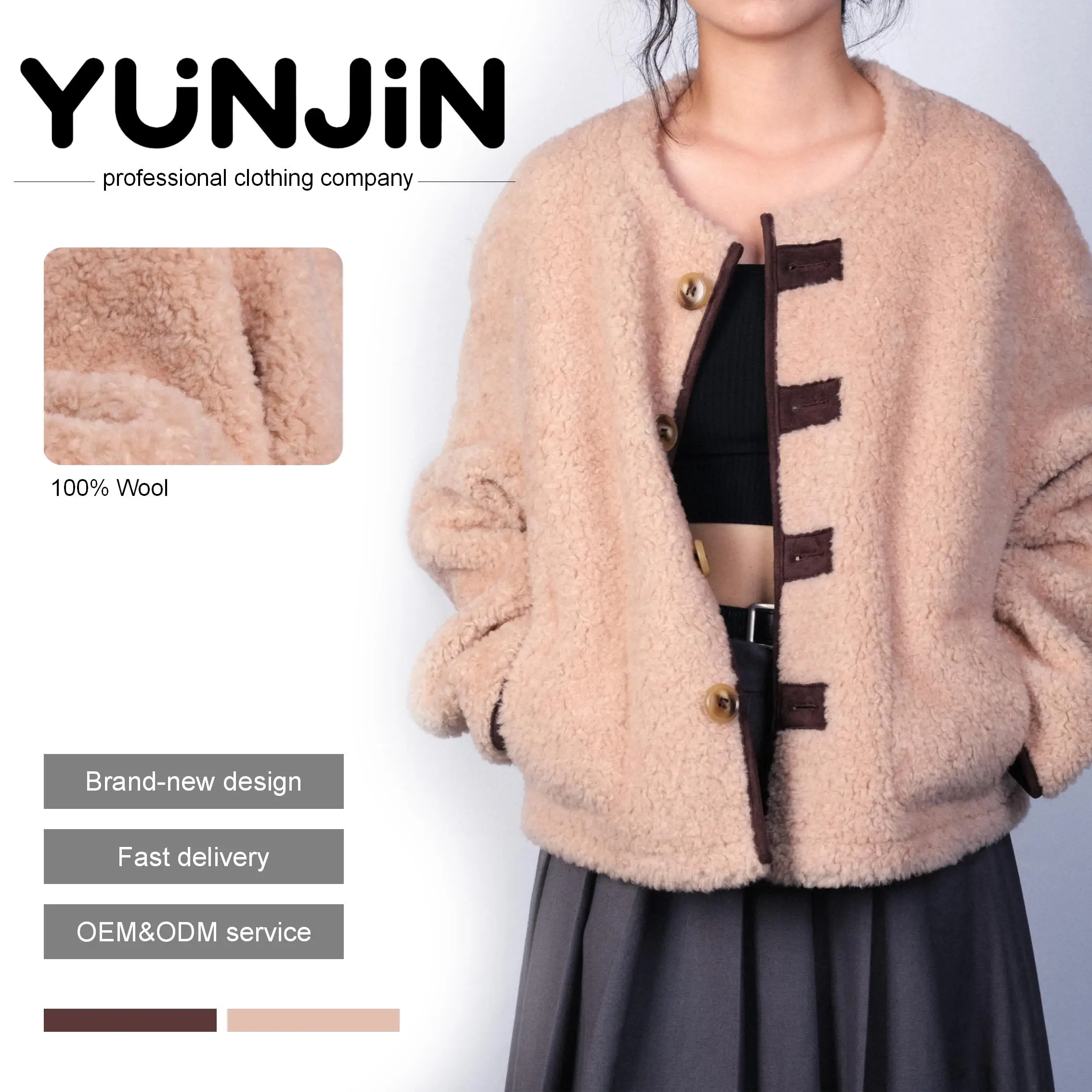 YUNJIN Women's Genuine Wool Fur Warm Sheep Shearling