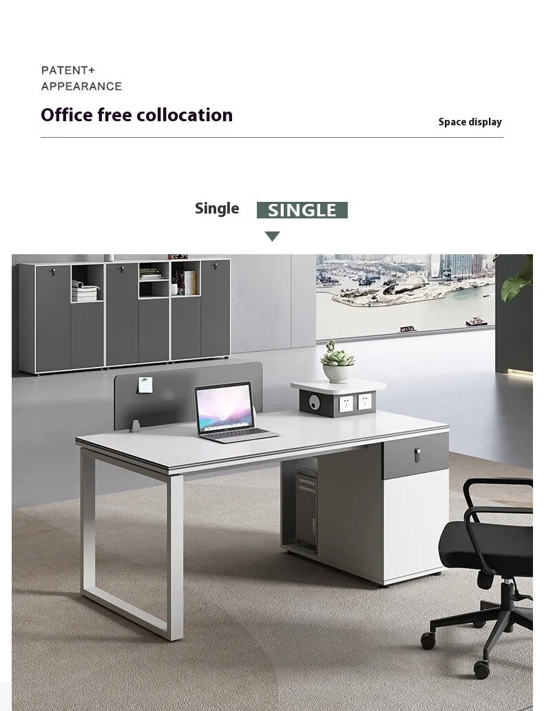 Customizable Modular Modern Wooden 4-Person Office Desk Workstation