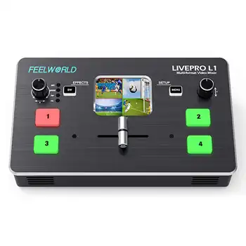 FEELWORLD L1 V1 Professional Live Streaming 4 Camera Video Mixer ATEM Multi-formats Portable Video Switcher